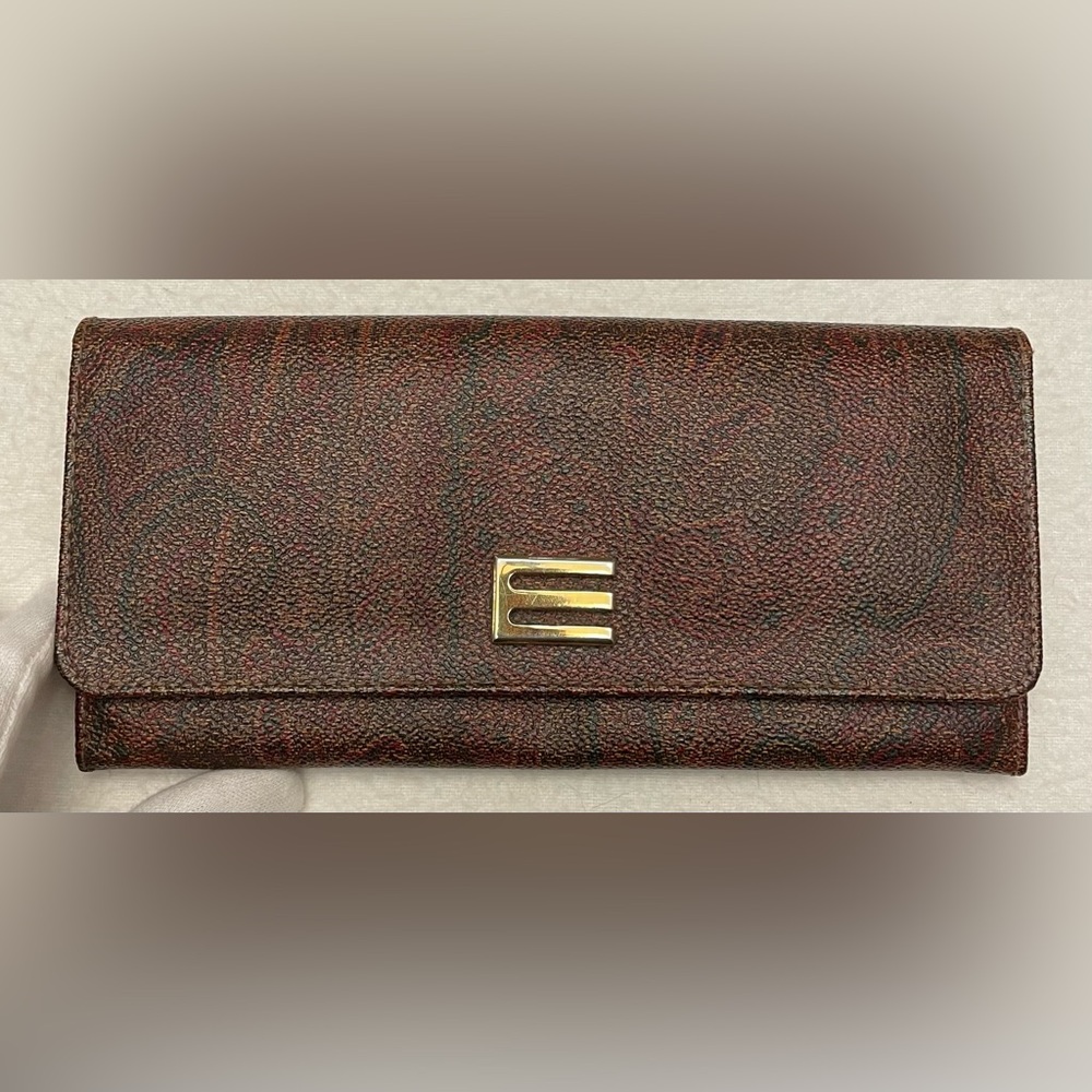 Etro Authentic Vintage Paisley PVC Long Wallet